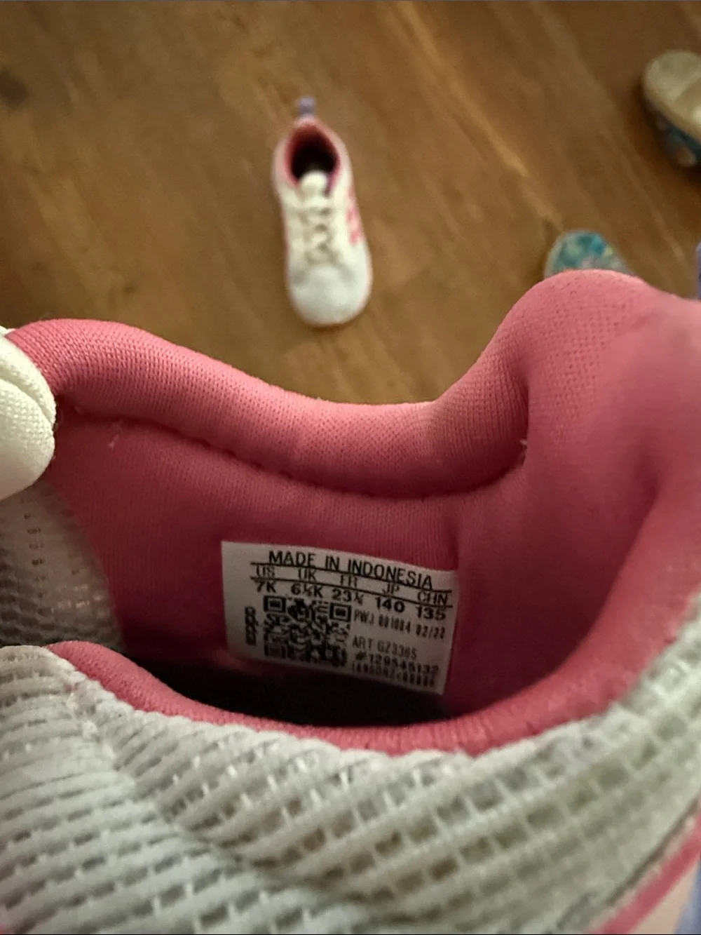 adidas Kids Pink, White & Lilac Athletic Sneakers one pink untreated dot